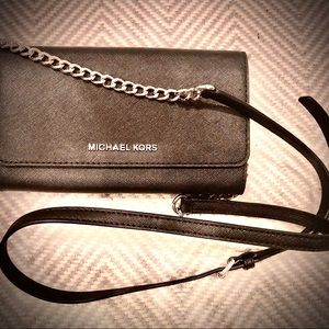 Michael Kors NWT Black Crossgrain Chain Crossbody